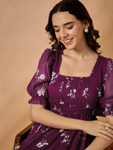Maroon Fit & Flared Dress