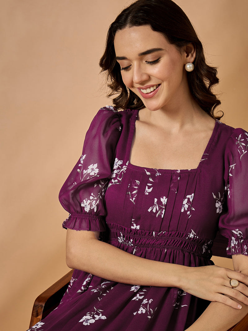 Maroon Fit & Flared Dress