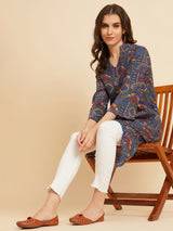 Cotton Straight Calf length Kurta With Palazzo