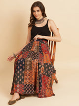 Crepe Printed Flared Maxi Skirt