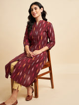 Cotton Ikkat Print A Line Kurta