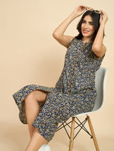 Floral Printed Cotton A line Dress