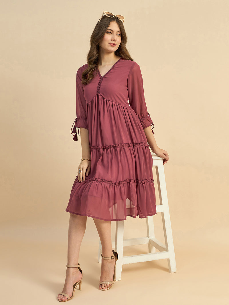 Solid Fit & Flared Dress