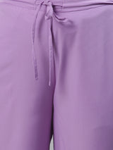 Lavender Solid A-Line Kurta Palazzo and Dupatta Set