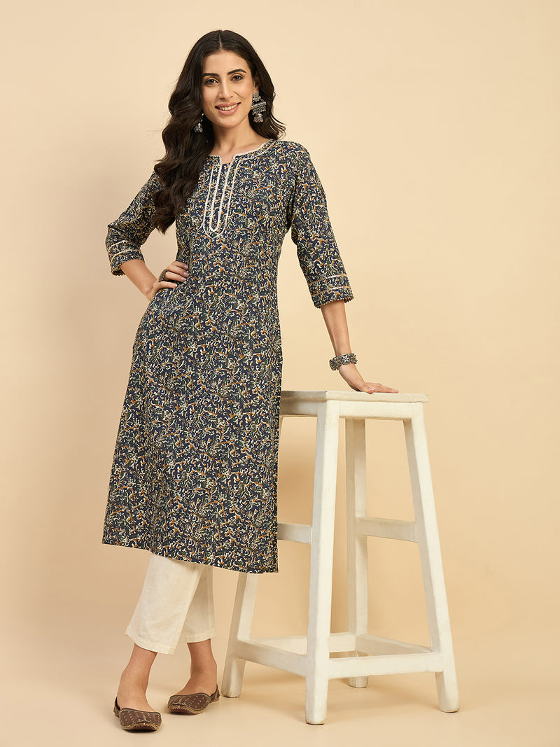 Floral Printed Straight Kurta