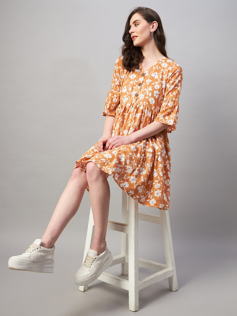 A-Line Fit and Flare Floral Dress