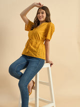 V neck Schiffli Top