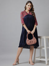 V-Neck Gathered Dress