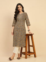 Floral Printed Straight Kurta