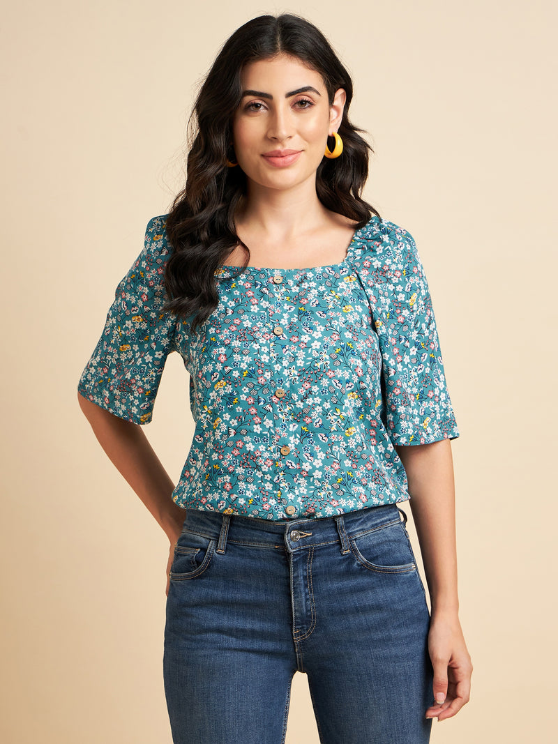 Floral Printed Cotton  Top