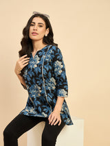 Blue Flower Print Top