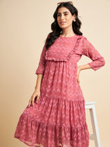 Pink Georgette Fit n Flare Dress