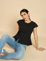 Black Schiffli Top