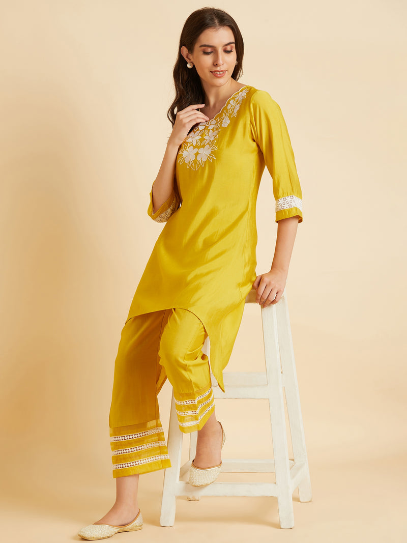 Yellow Embroidered Co-Ord Set