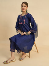 Blue Embroidered Co-Ords Set