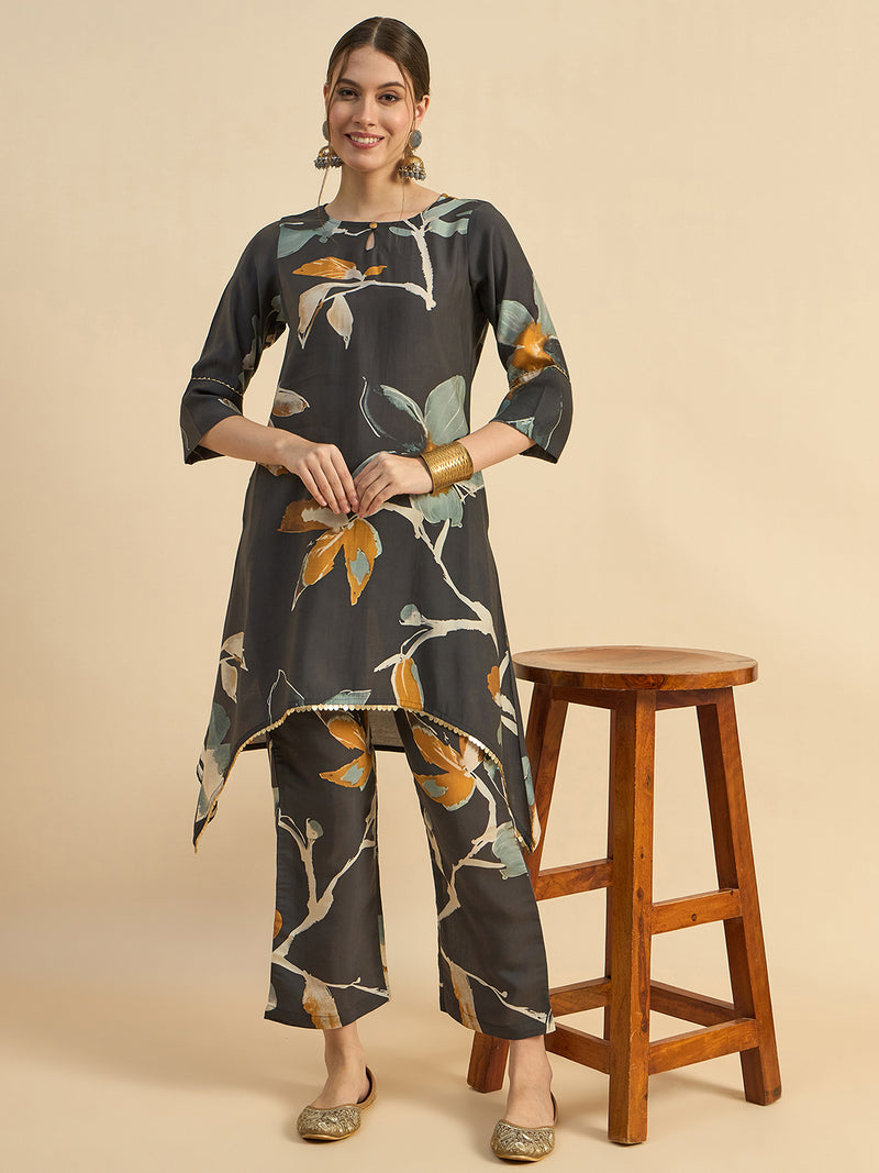 Floral Printed Round Neck Co-Ords Set