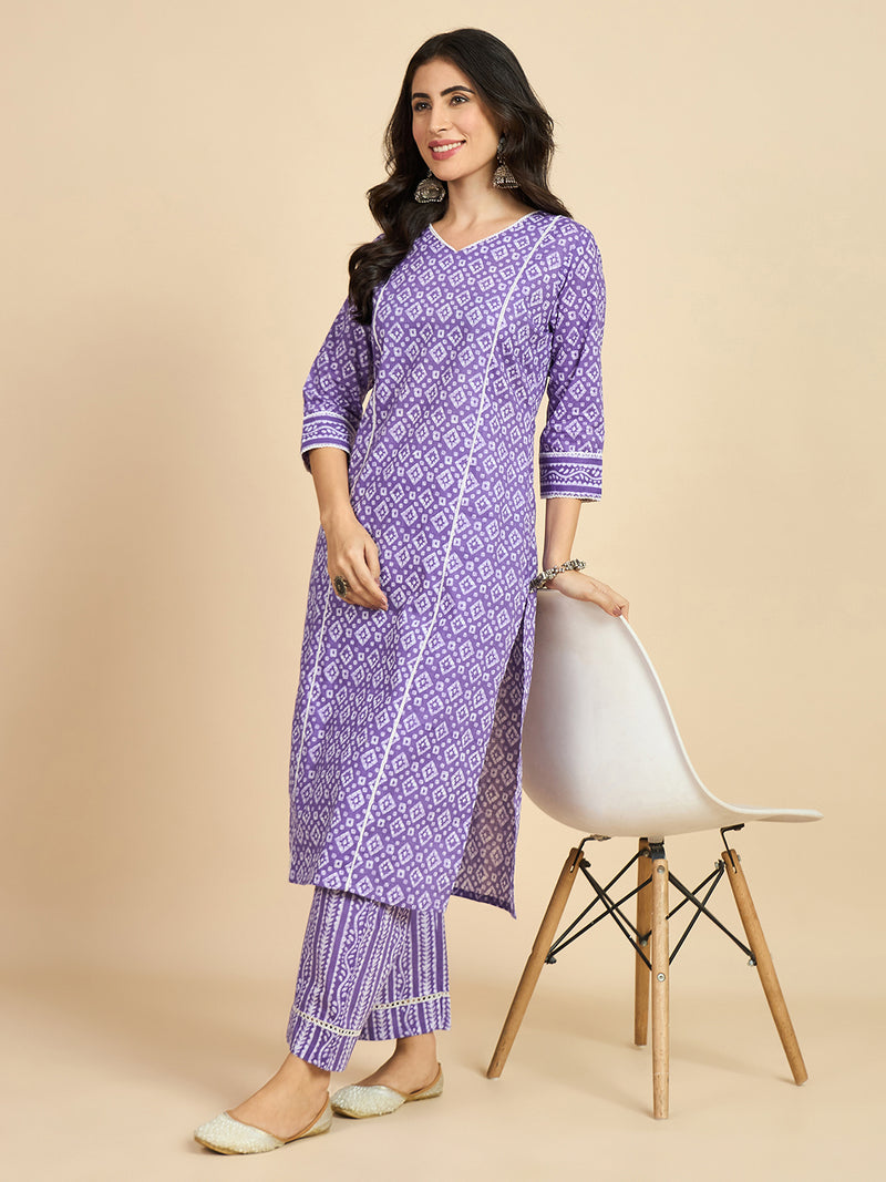 Printed Kurta With Palazzo Set