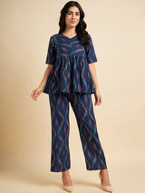 Cotton Blue Geometric Pattern Co-Ords