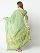 Green Floral Printed Straight and Palazzo Kurta Set with Dupatta