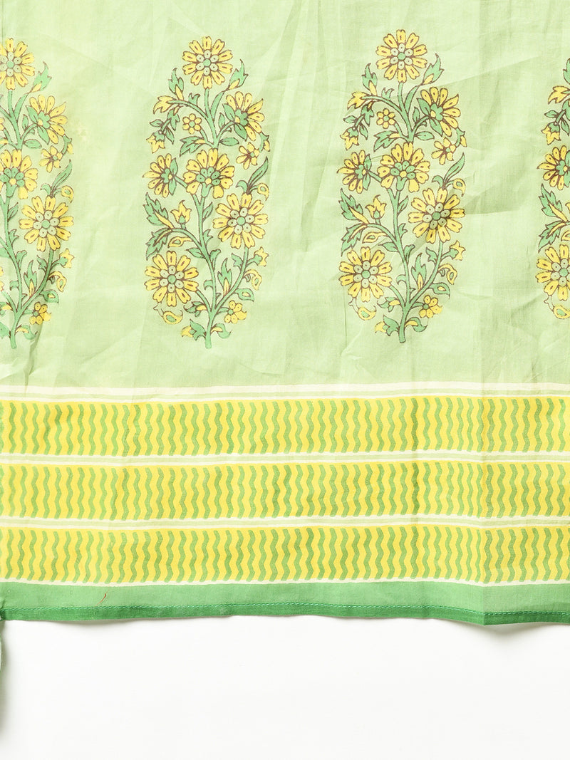 Green Floral Printed Straight and Palazzo Kurta Set with Dupatta