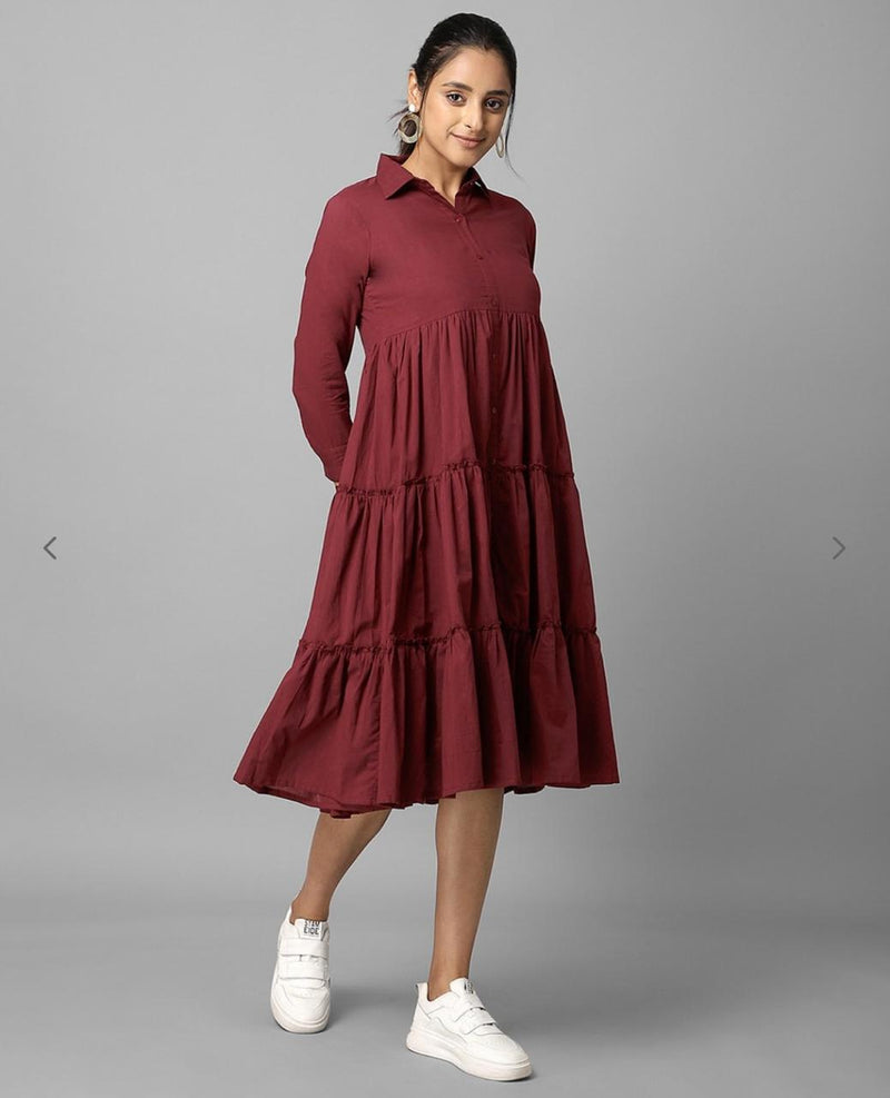 Fit & Flared Maroon Dress