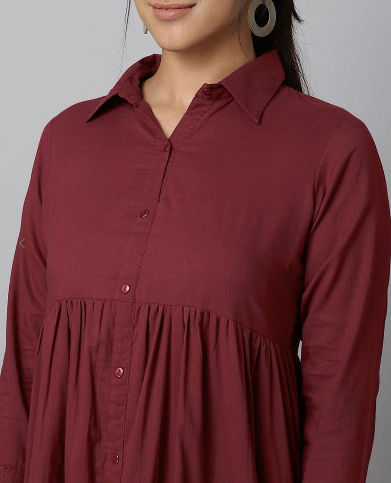 Fit & Flared Maroon Dress