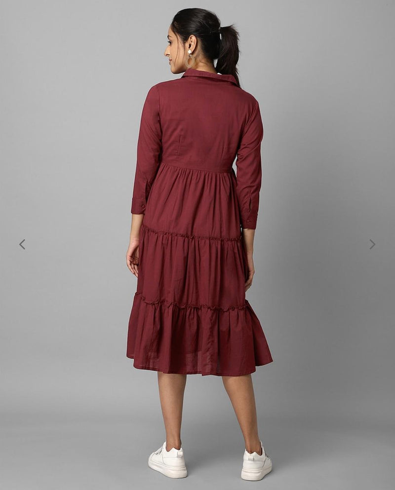 Fit & Flared Maroon Dress