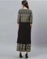 Black & Grey Solid Kurta With Palazzo & Jacket