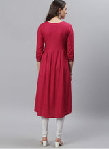 Maroon Embroidered Kurta