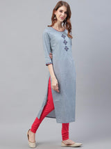 Blue & Grey Straight Kurta