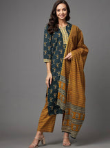 Ethnic Motif Printed Kurta With Dupatta & Palazzo Set