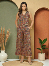 Azira Women’s Printed Cotton Vest with Palazzo Co-ords Set