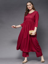 Zari Embroidery Kurta With Plazzo