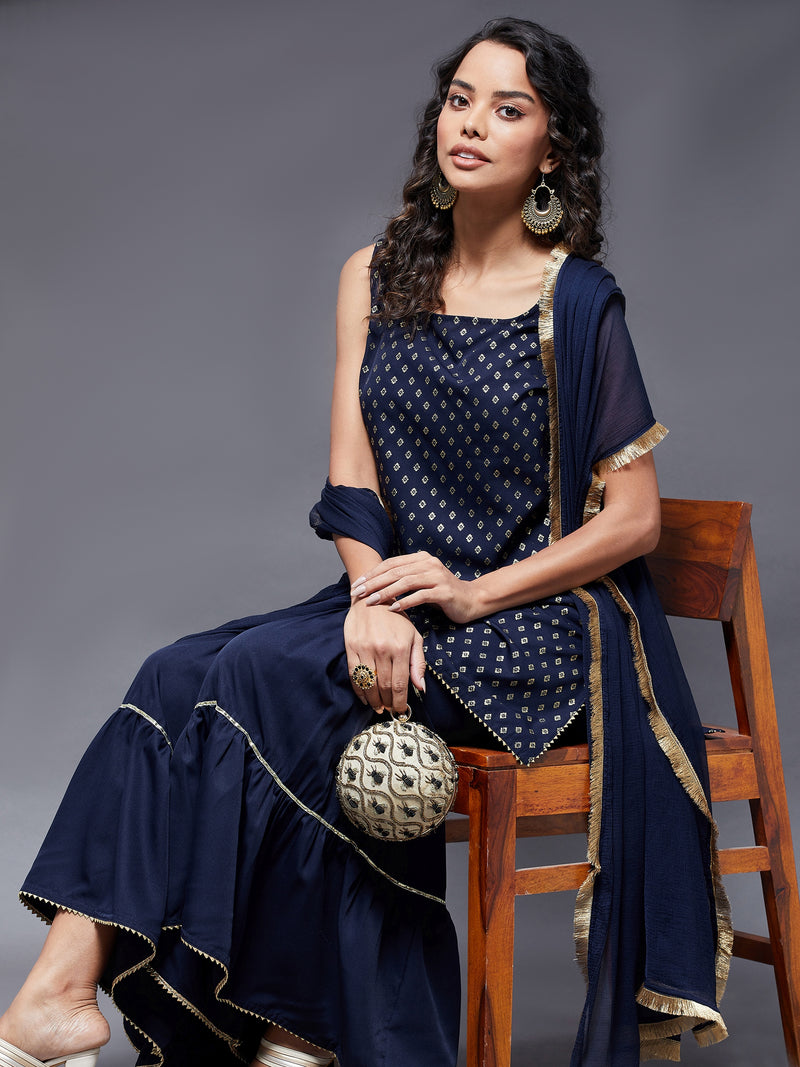 Short Kurta With Sharara And Dupatta