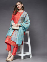 Hand Embroidered Kurta With Pant And Dupatta