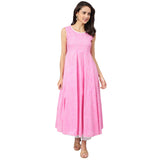 Pink And White Ethnic Printed Anarkali Kurta