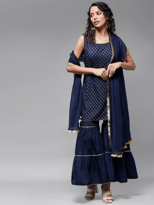 Short Kurta With Sharara And Dupatta