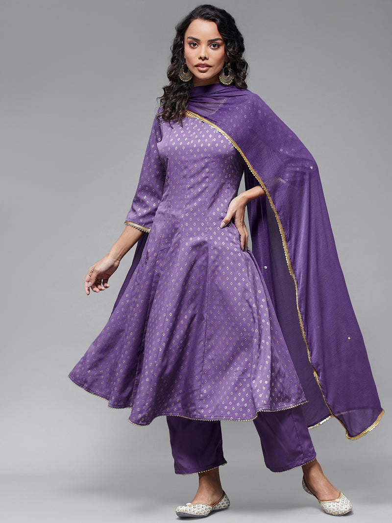 Anarkali Full Flare Kurta With Trouser And Duppata