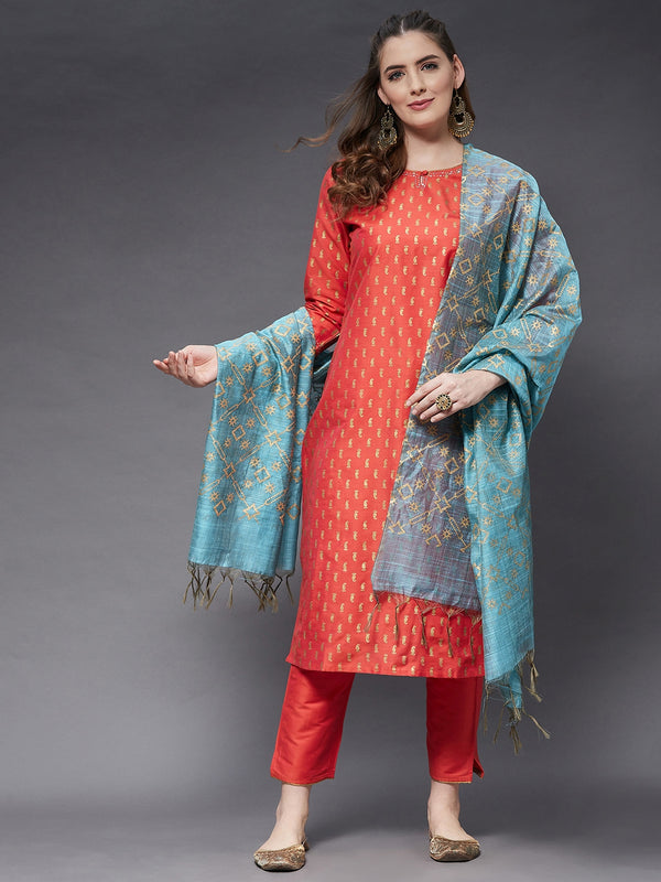 Hand Embroidered Kurta With Pant And Dupatta