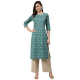 Green Ethnic Printed Side Slit Straight Kurta