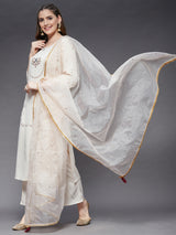 Embroidered Kurta With Pant And Dupatta