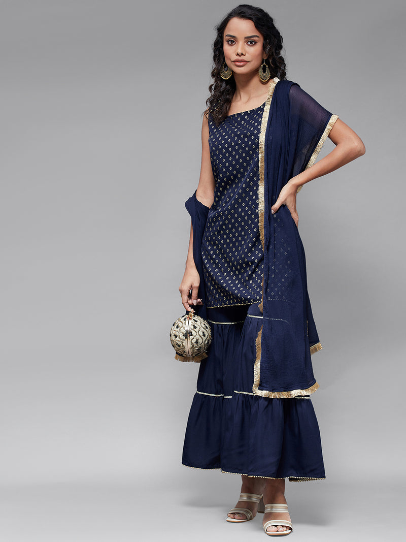 Short Kurta With Sharara And Dupatta