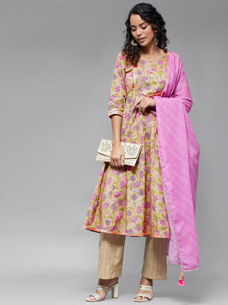 Yoke Panel Kurta With Trouser And Dupatta