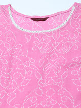 Pink And White Ethnic Printed Anarkali Kurta