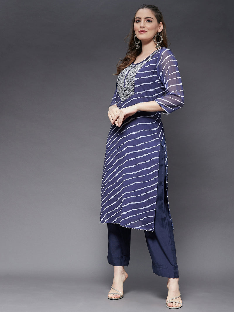 Straight Kurta With Gota Patti Work On Neck