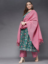 Cotton Gathered Kurta With Trouser And Dupatta