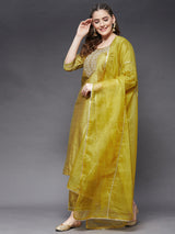 Gota Patti Embroidered Kurta With Pant And Duppata