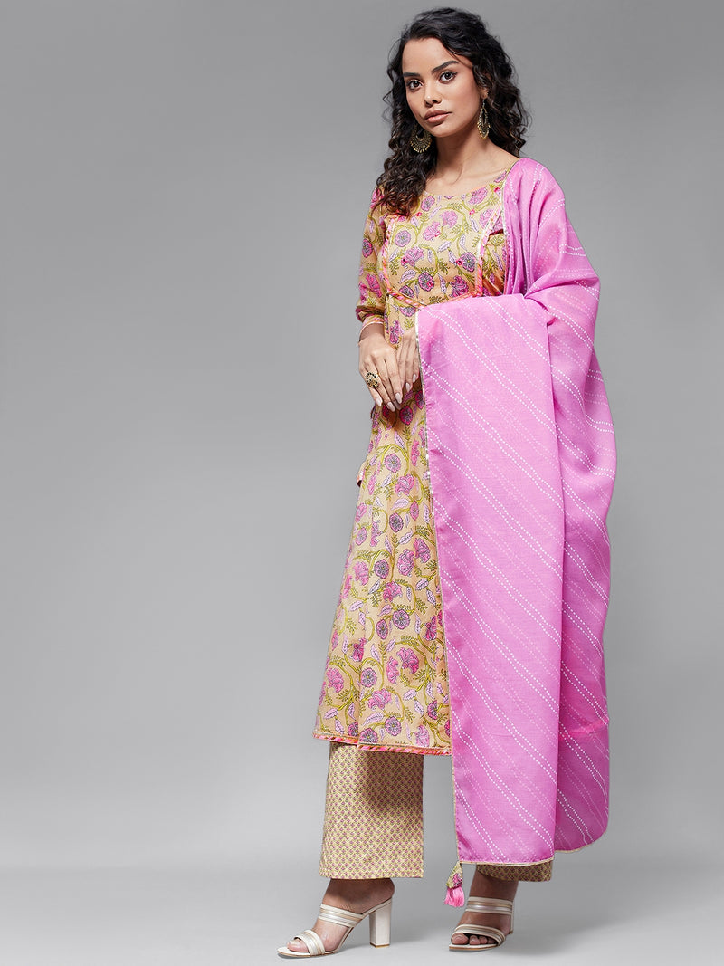 Yoke Panel Kurta With Trouser And Dupatta