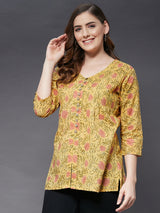 Pin Tucks With V-Neck Kurti