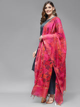 Embroidered Kurta With Trouser And Printed Dupatta